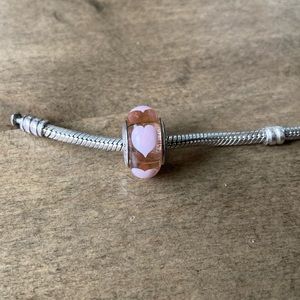 PANDORA Pink Heart Murano Glass Charm